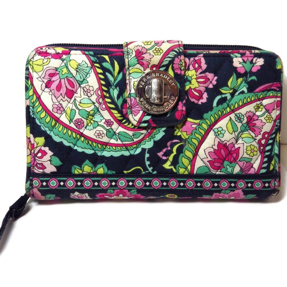 VERA BRADLEY TURNLOCK WALLET Petal Paisley